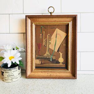 Vintage trumpet musical instrument print wall art